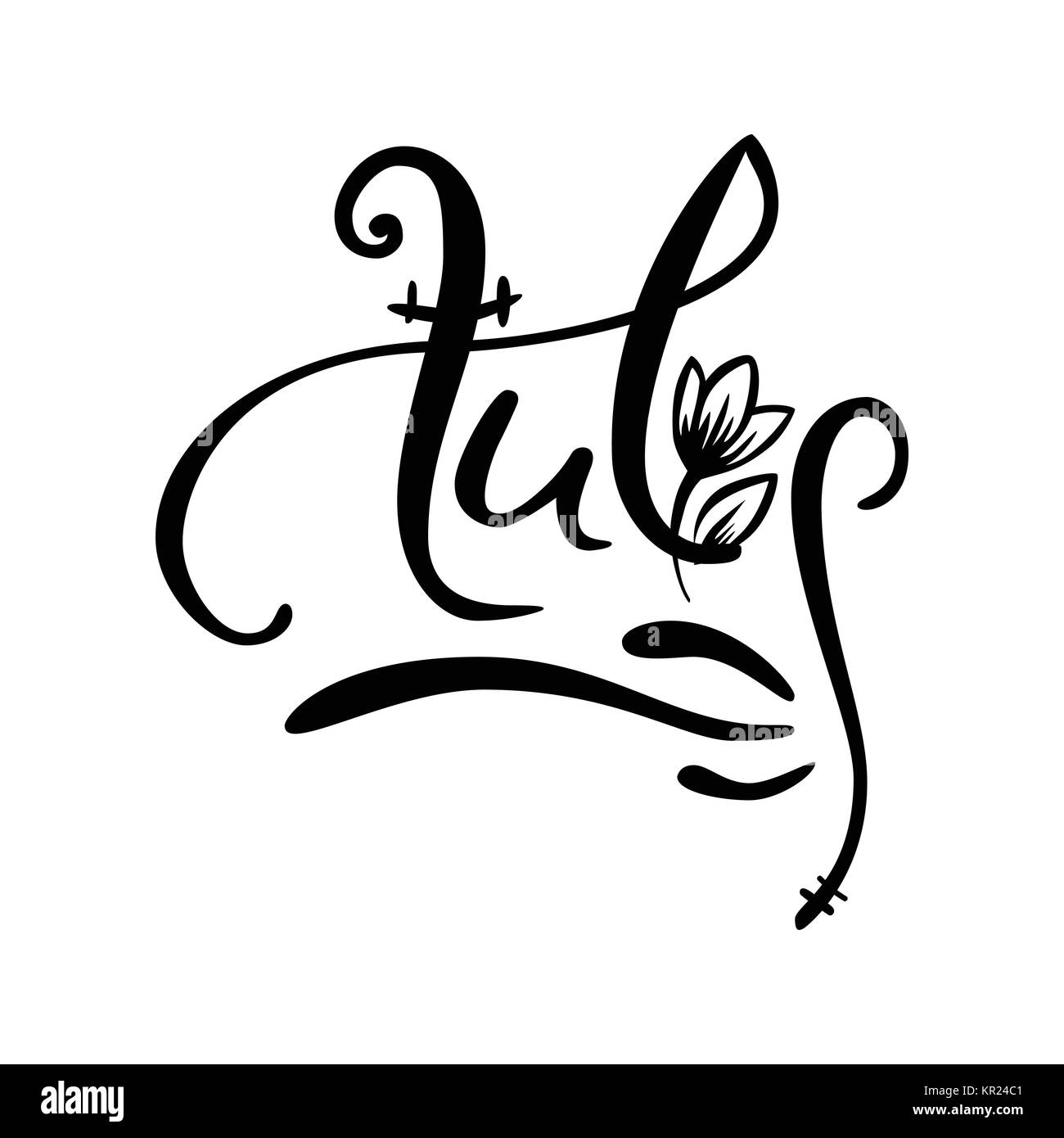 Old style lettering, Calligraphy. Word Tulip with hand drawn red vector