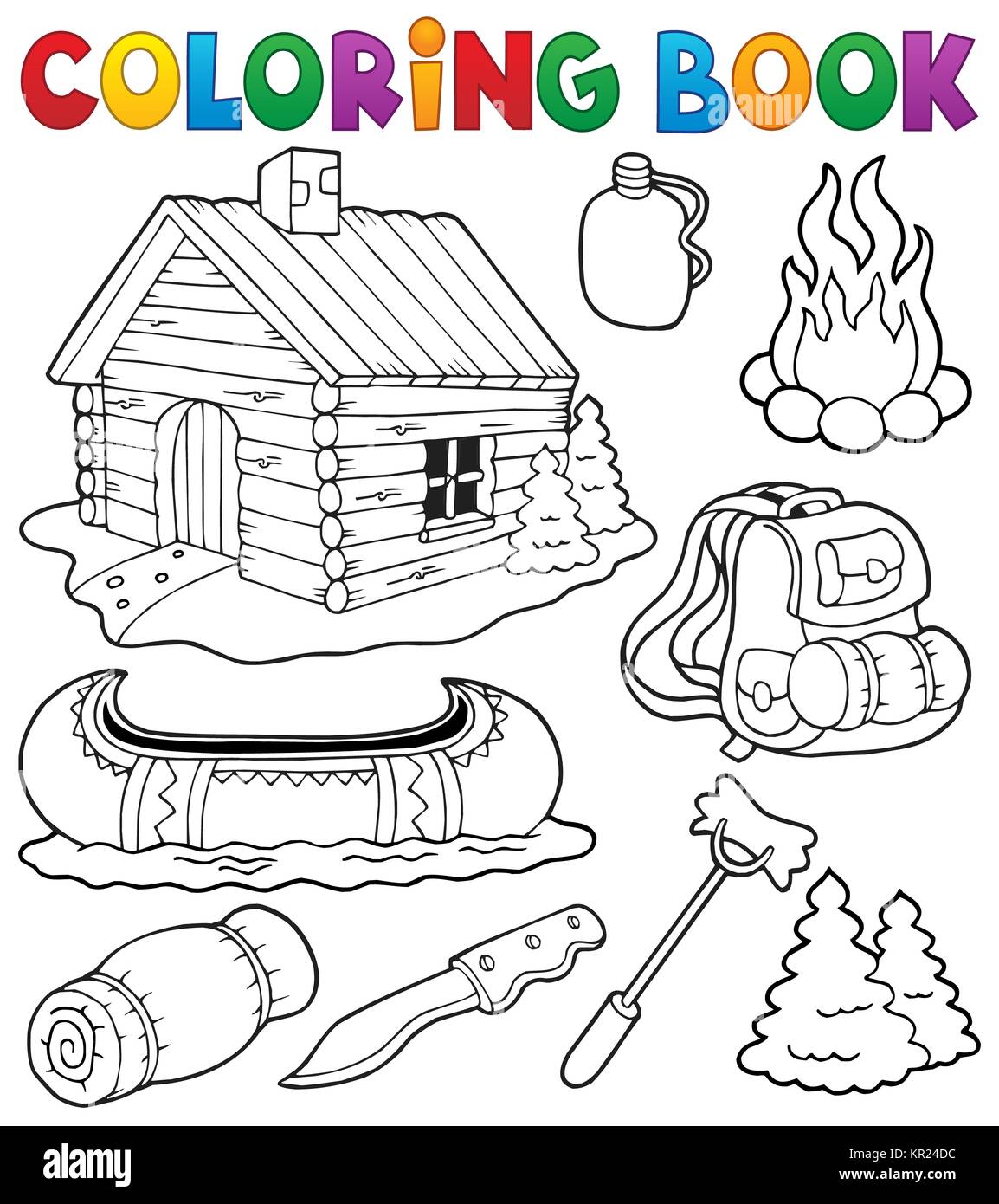 Coloring book outdoor objects collection Stock Photo - Alamy