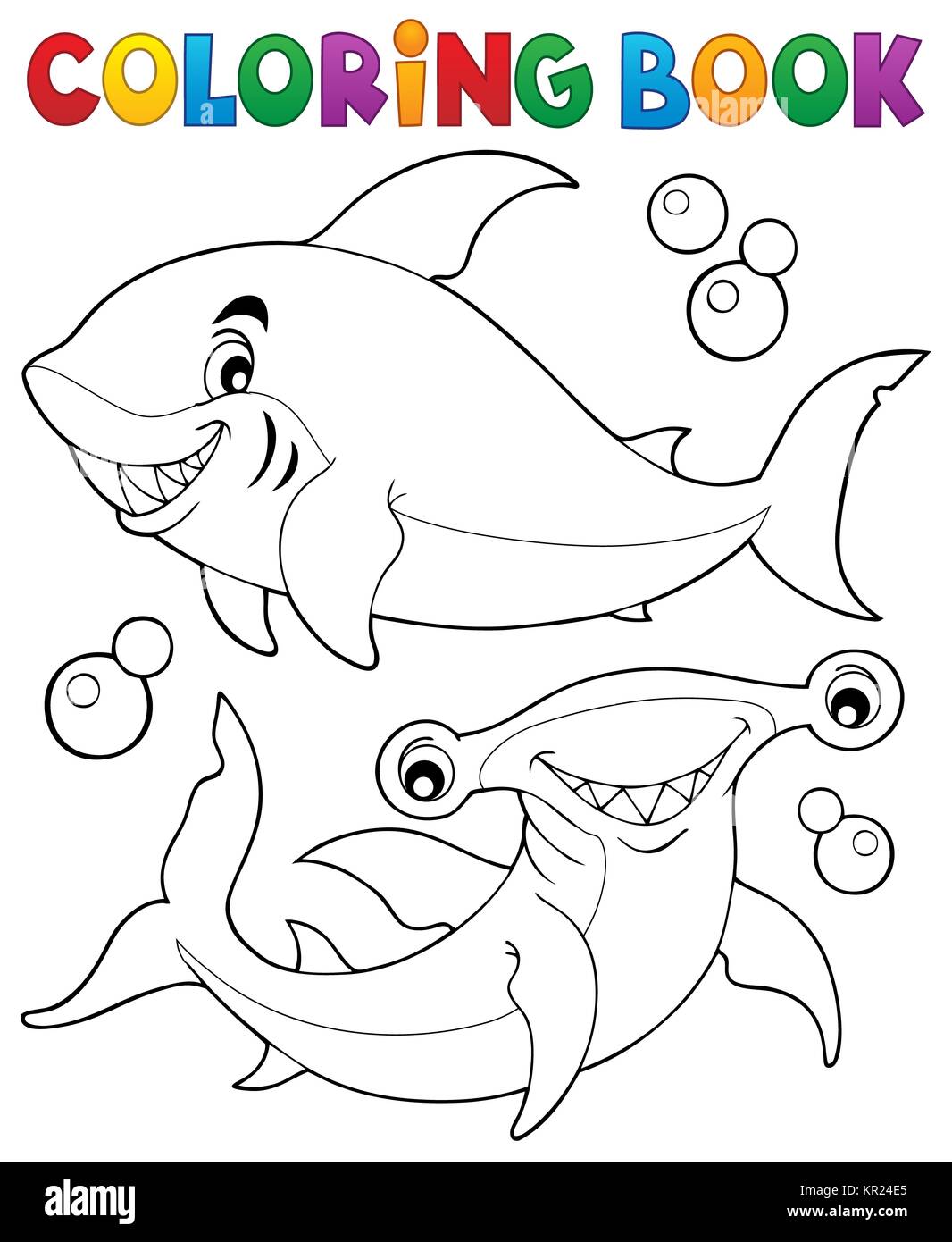 Coloring book with two sharks Stock Photo