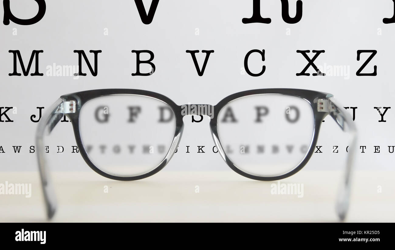 a pair of glasses fail the visual test Stock Photo