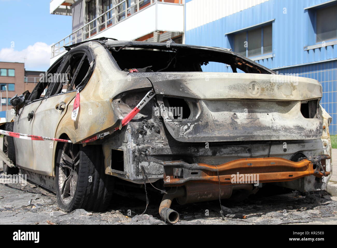 close up of a burnt-out car Stock Photo