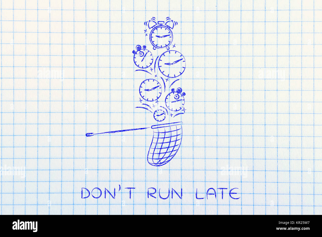 net collecting falling clocks, don't run late Stock Photo Alamy