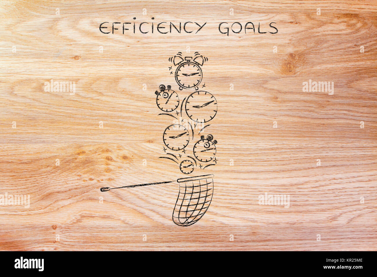 net collecting falling clocks, efficiency goals Stock Photo