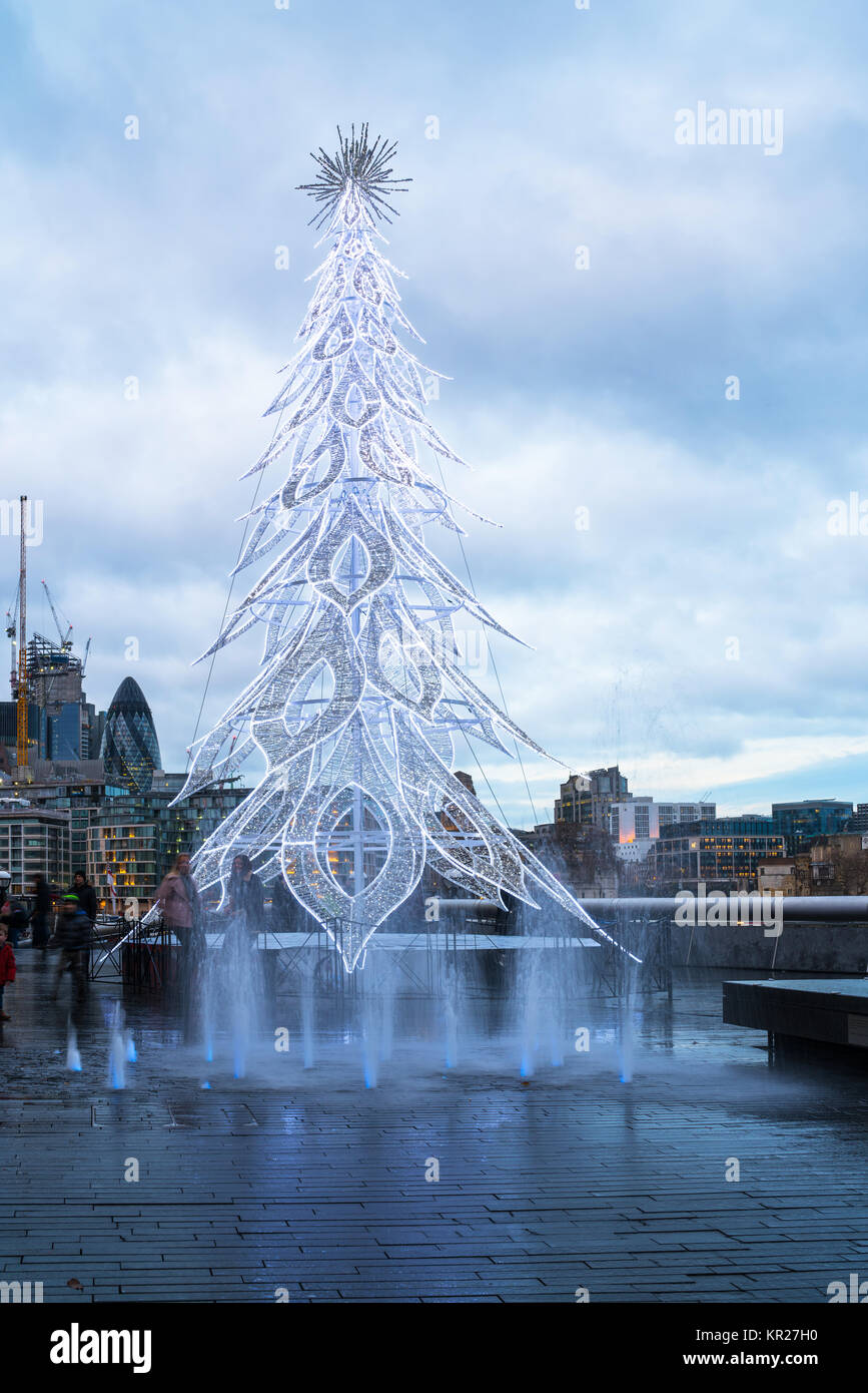LONDON, UK DECEMBER 16, 2017 A large contemporary LED Christmas tree