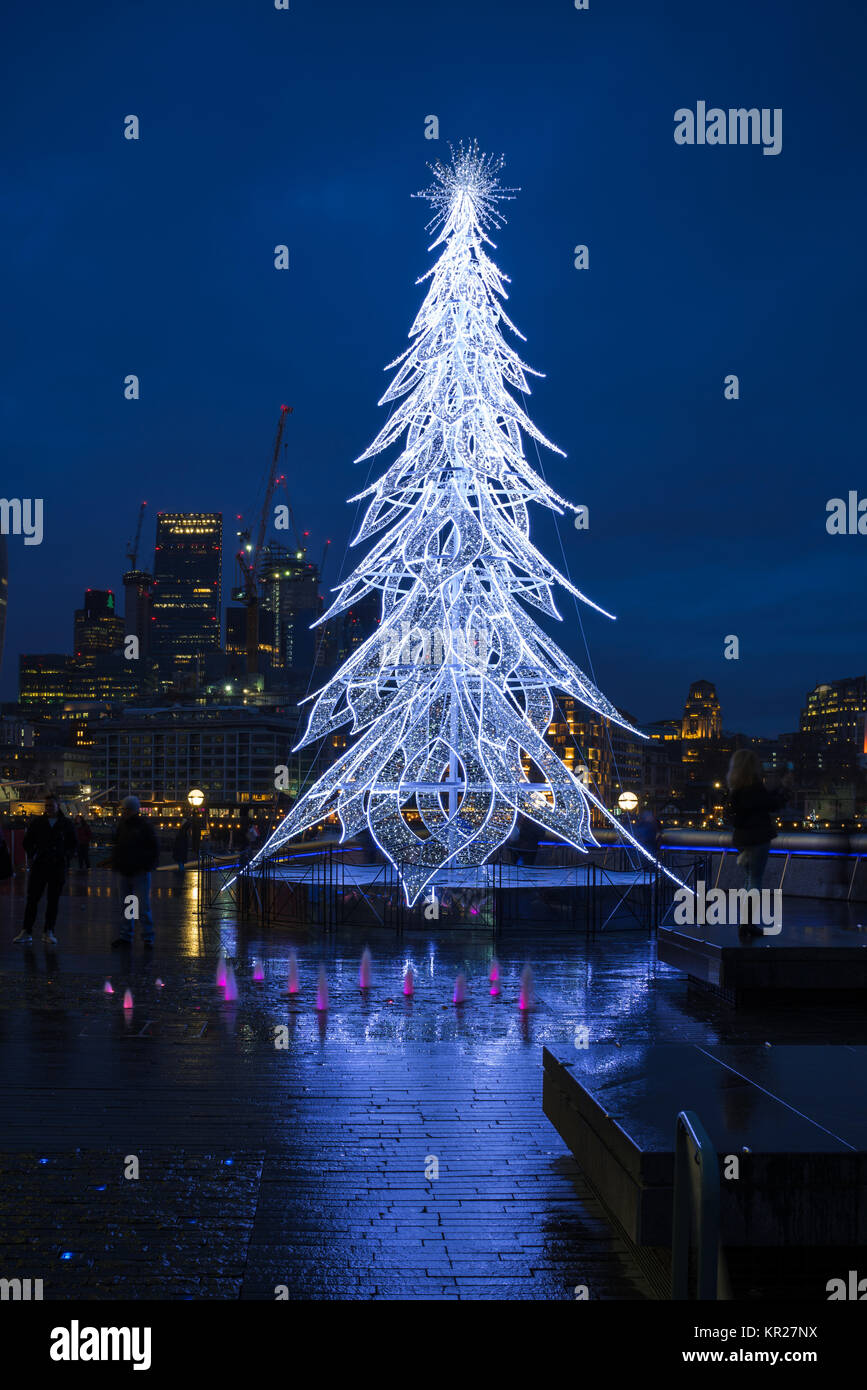 LONDON, UK DECEMBER 16, 2017 A large contemporary LED Christmas tree