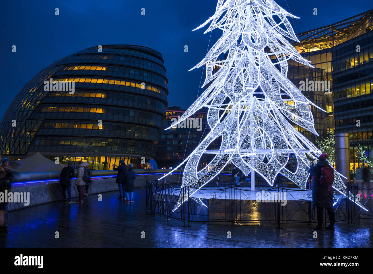 LONDON, UK DECEMBER 16, 2017 A large contemporary LED Christmas tree