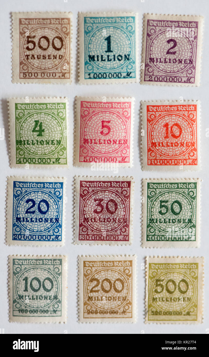 german inflation stamps from 1920 Stock Photo