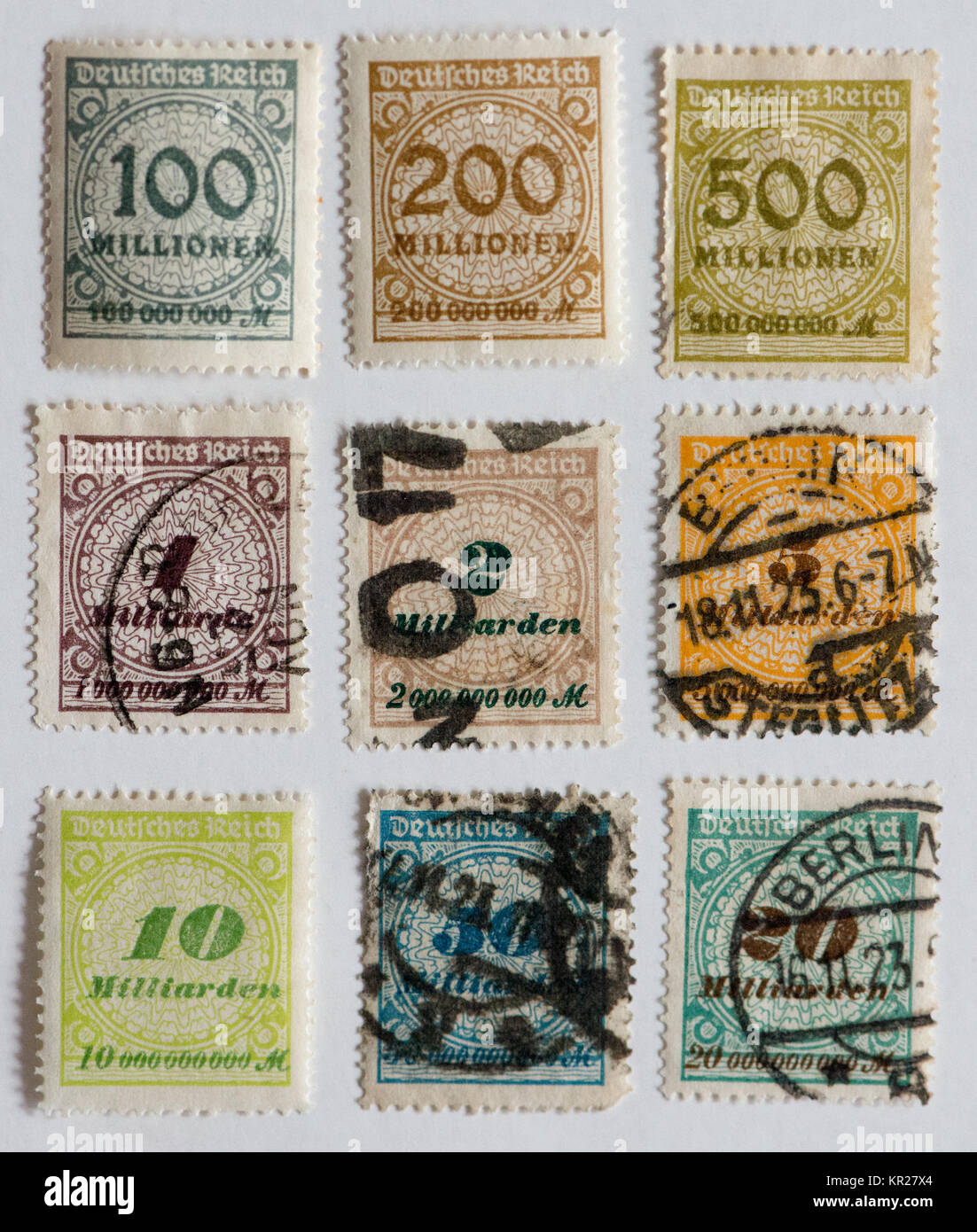german inflation stamps from 1920 Stock Photo