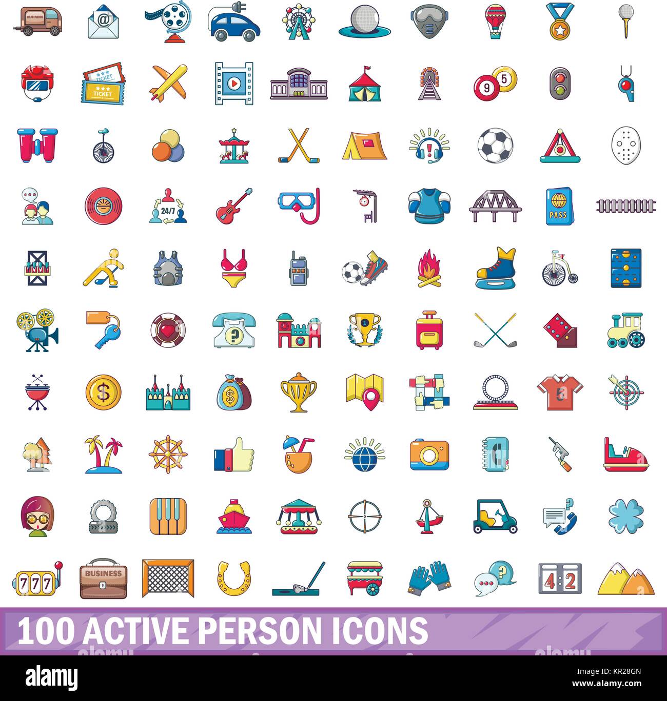 100 active person icons set, cartoon style Stock Vector Image & Art - Alamy