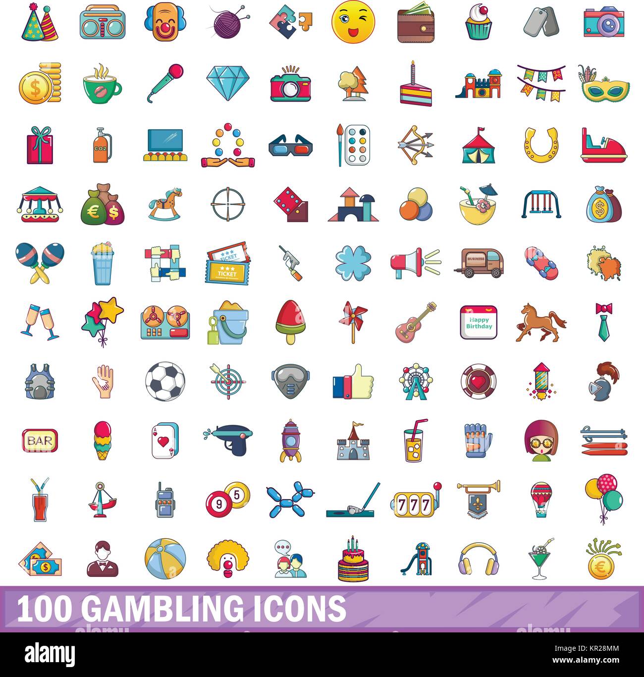 100 gambling icons set, cartoon style Stock Vector Image & Art - Alamy