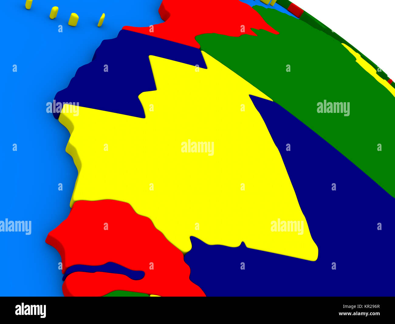 Mauritania on colorful 3D globe Stock Photo - Alamy