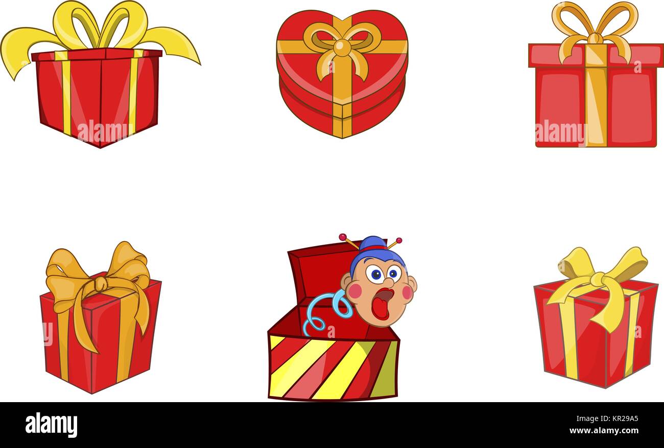 Gift box icon set, cartoon style Stock Vector Image & Art - Alamy