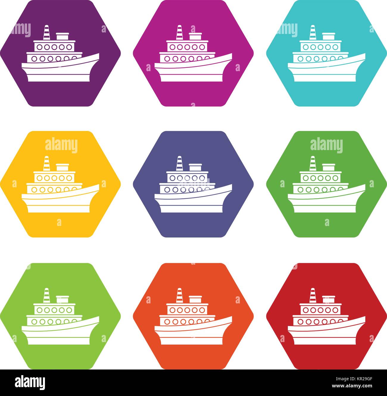 Big ship icon set color hexahedron Stock Vector Image & Art - Alamy