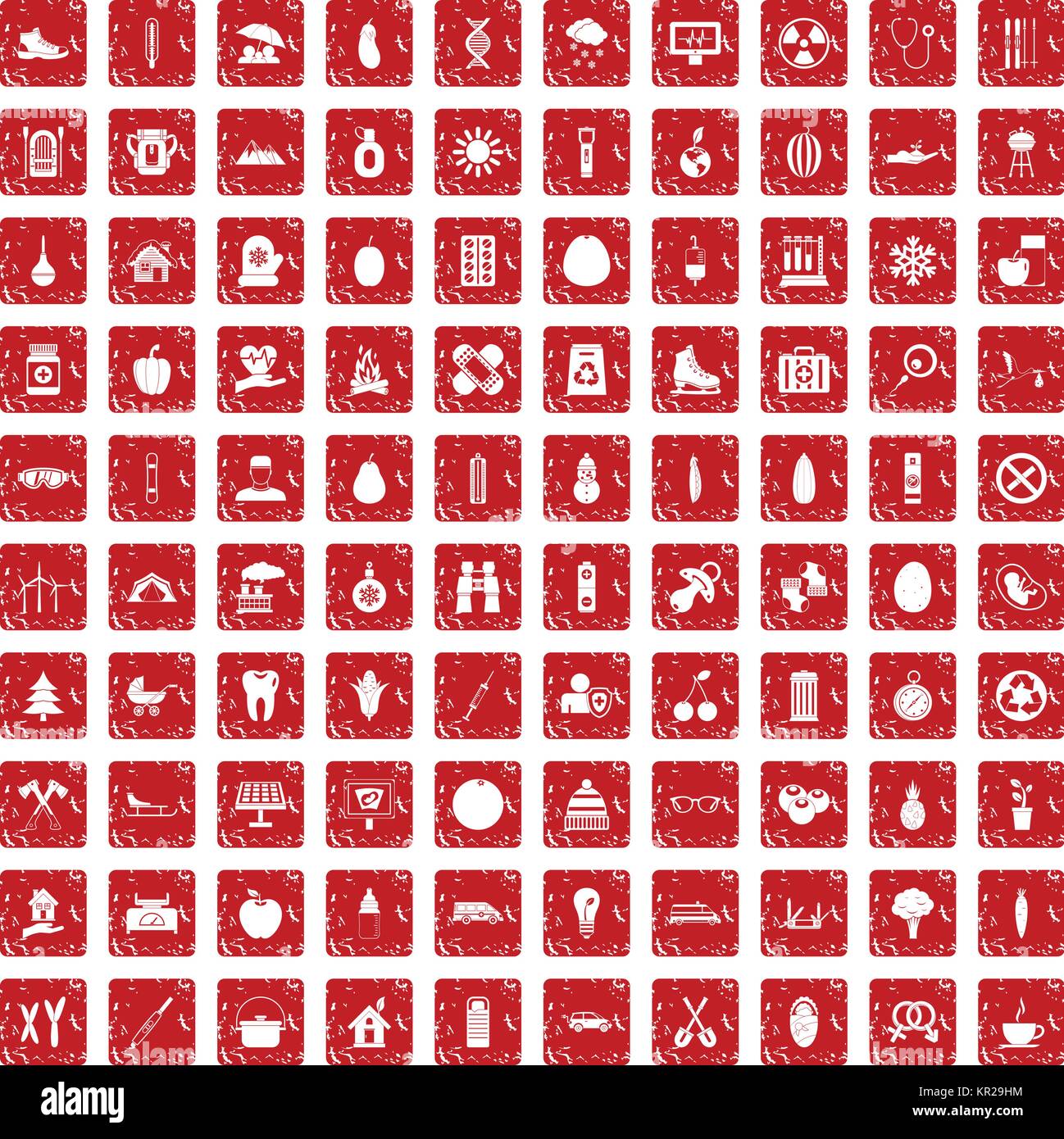 100 child health icons set grunge red Stock Vector Image & Art - Alamy