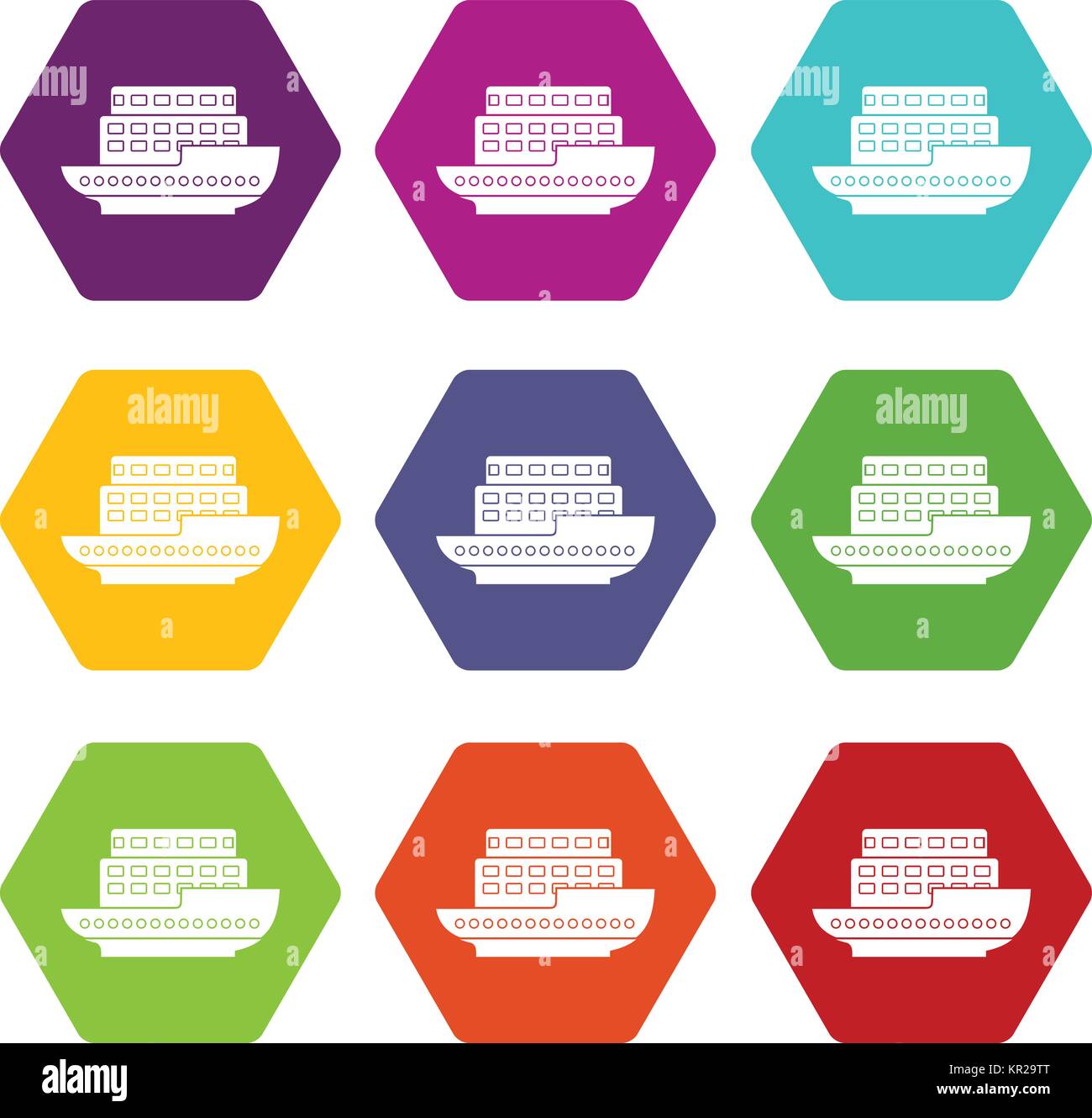 Large passenger ship icon set color hexahedron Stock Vector Image & Art ...