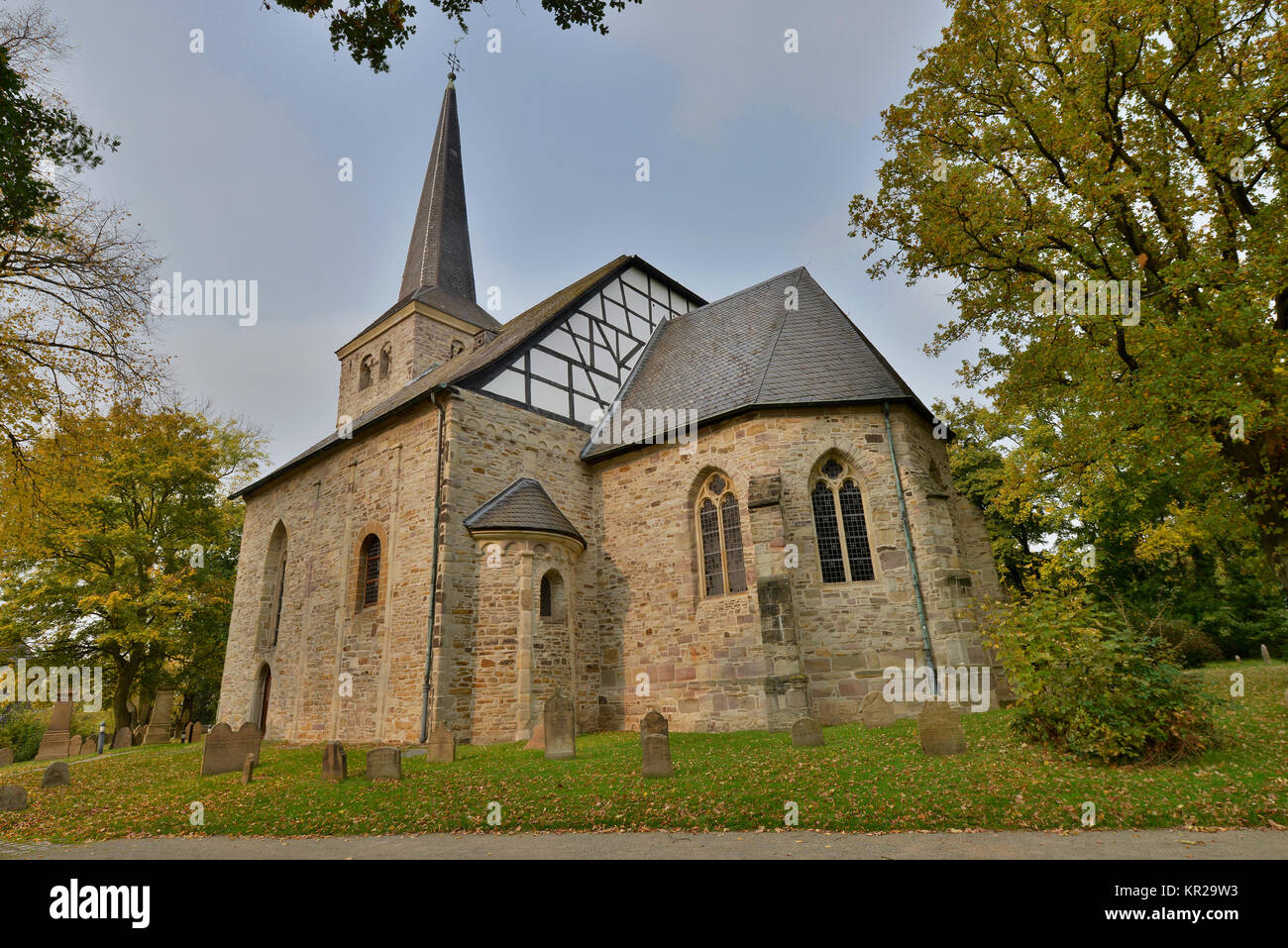 Village church Stiepel, Brockhauser street, Stiepel, Bochum, North Rhine-Westphalia, Germany, Dorfkirche Stiepel, Brockhauser Strasse, Nordrhein-Westf Stock Photo