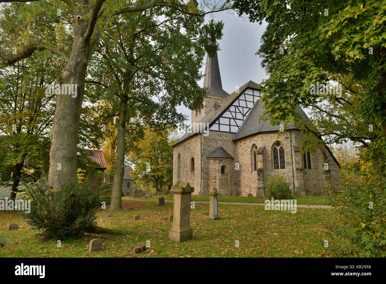 Village church Stiepel, Brockhauser street, Stiepel, Bochum, North Rhine-Westphalia, Germany, Dorfkirche Stiepel, Brockhauser Strasse, Nordrhein-Westf Stock Photo
