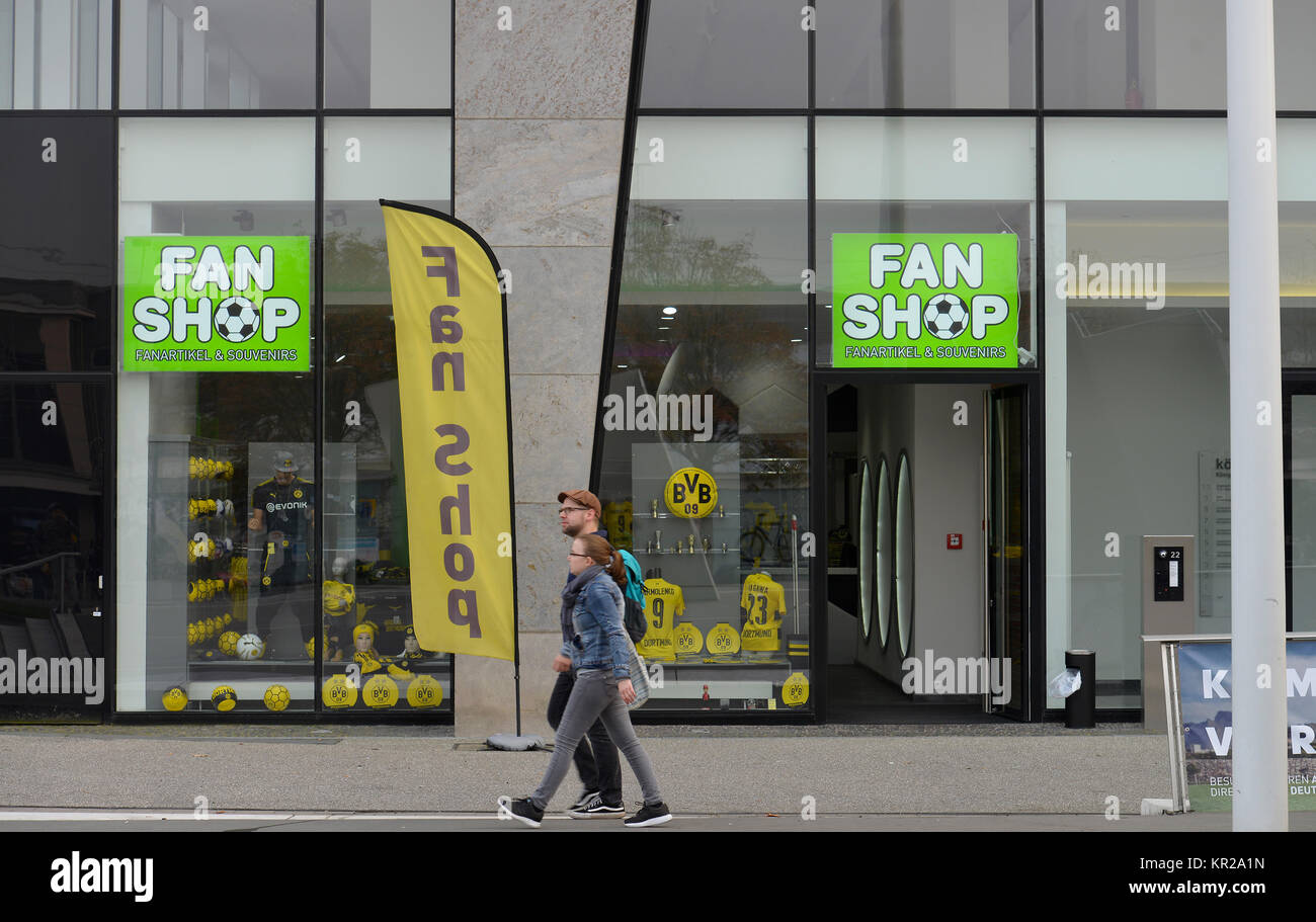 Fan shop BVB, place of the German unity, Dortmund, North Rhine-Westphalia, Germany, Fanshop BVB, Platz der Deutschen Einheit, Nordrhein-Westfalen, Deu Stock Photo