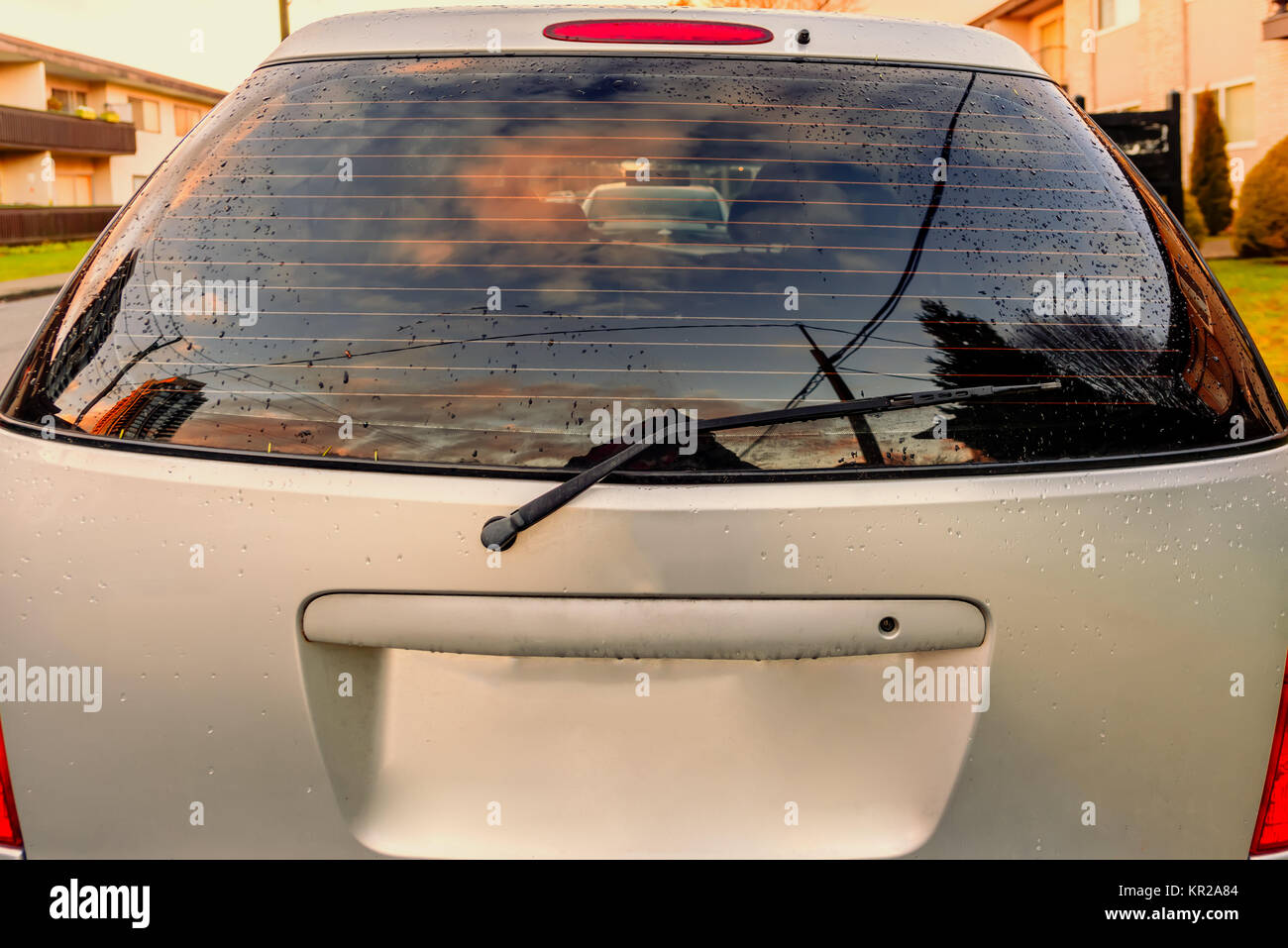 rear view of the car parked in the city, in the afternoon, in the ...