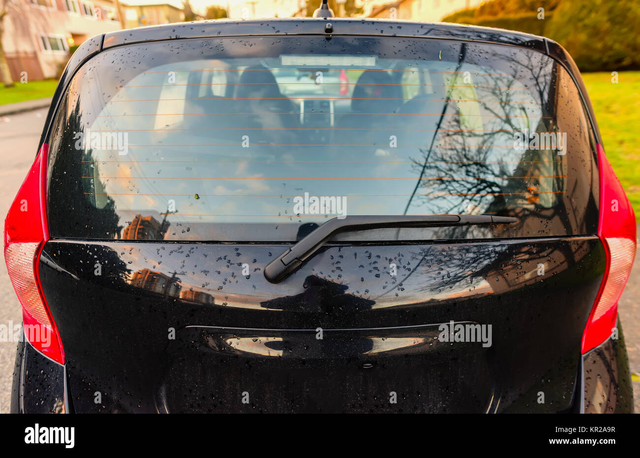 rear view of the car parked in the city, in the afternoon, in the ...