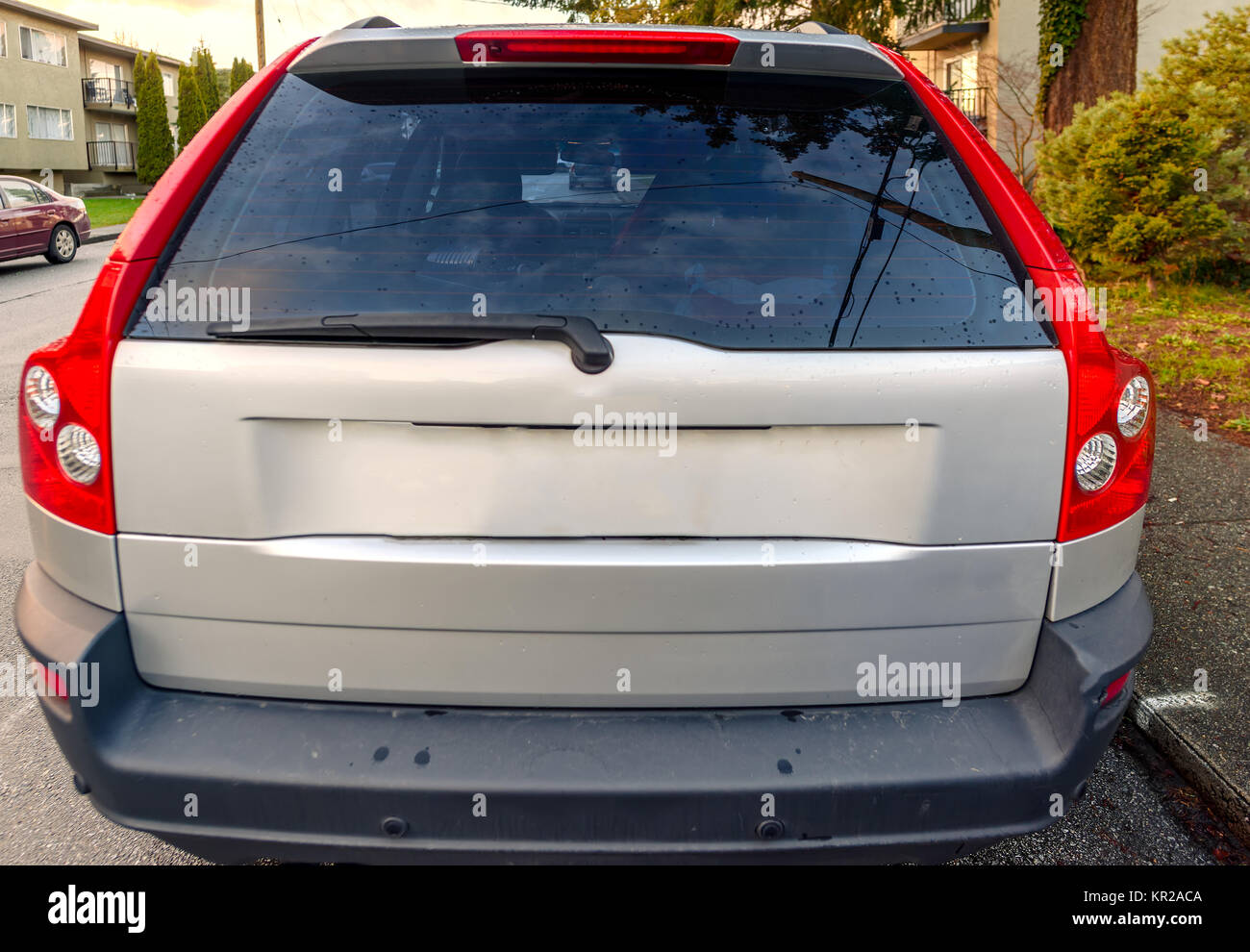 rear view of the car parked in the city, in the afternoon, in the ...