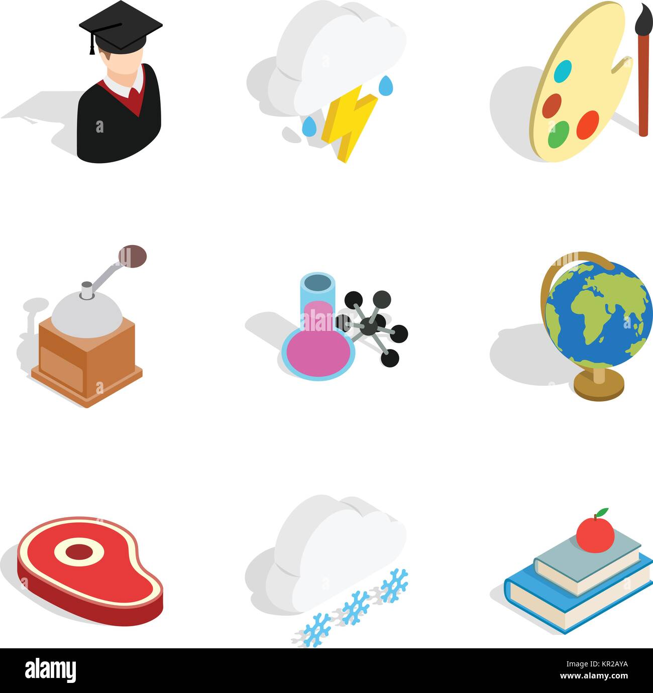School year icons set, isometric style Stock Vector Image & Art - Alamy