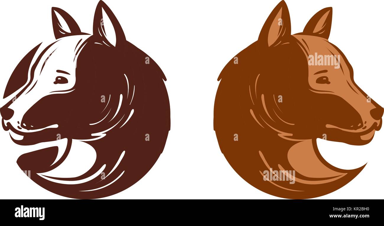 Dog logo or label. Pet, puppy, animal symbol. Vector illustration Stock Vector