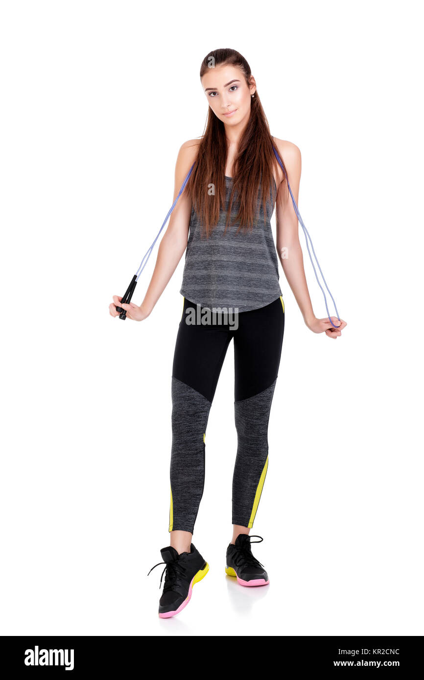 fit woman with skipping rope Stock Photo - Alamy