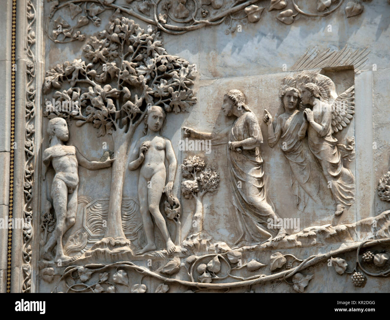 Orvieto - Duomo facade. The first pillar: scenes from Genesis. In