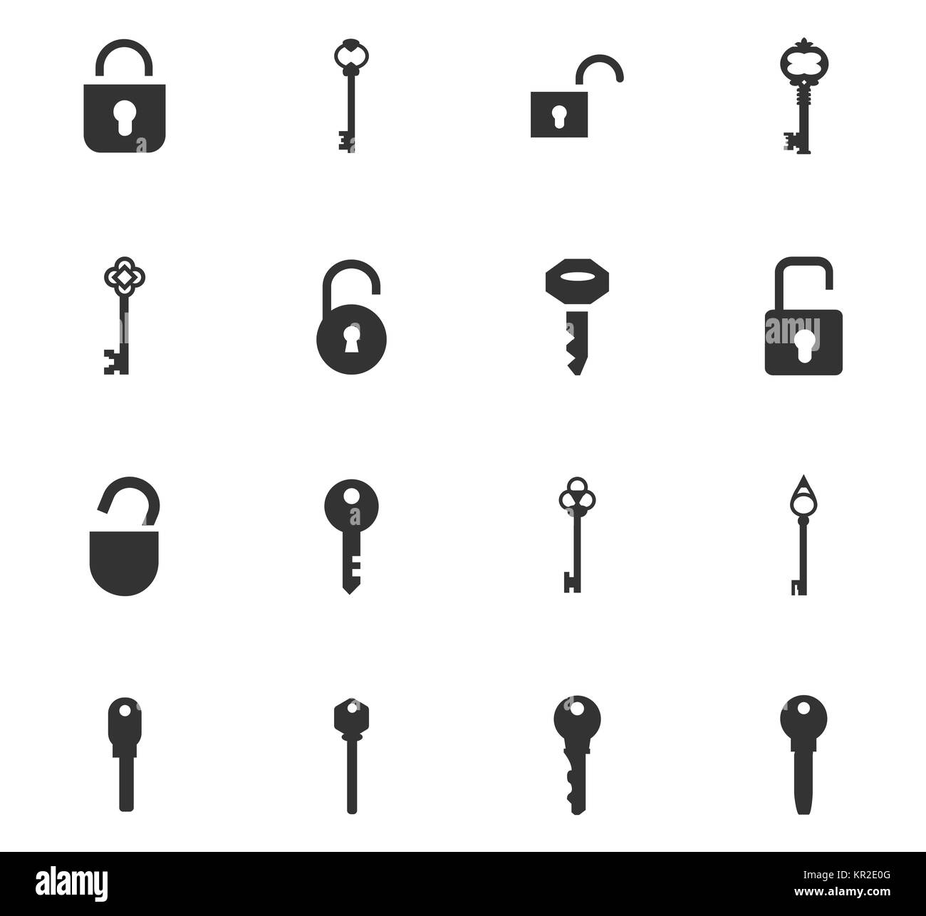 Lock And Key Icons Set Stock Photo Alamy