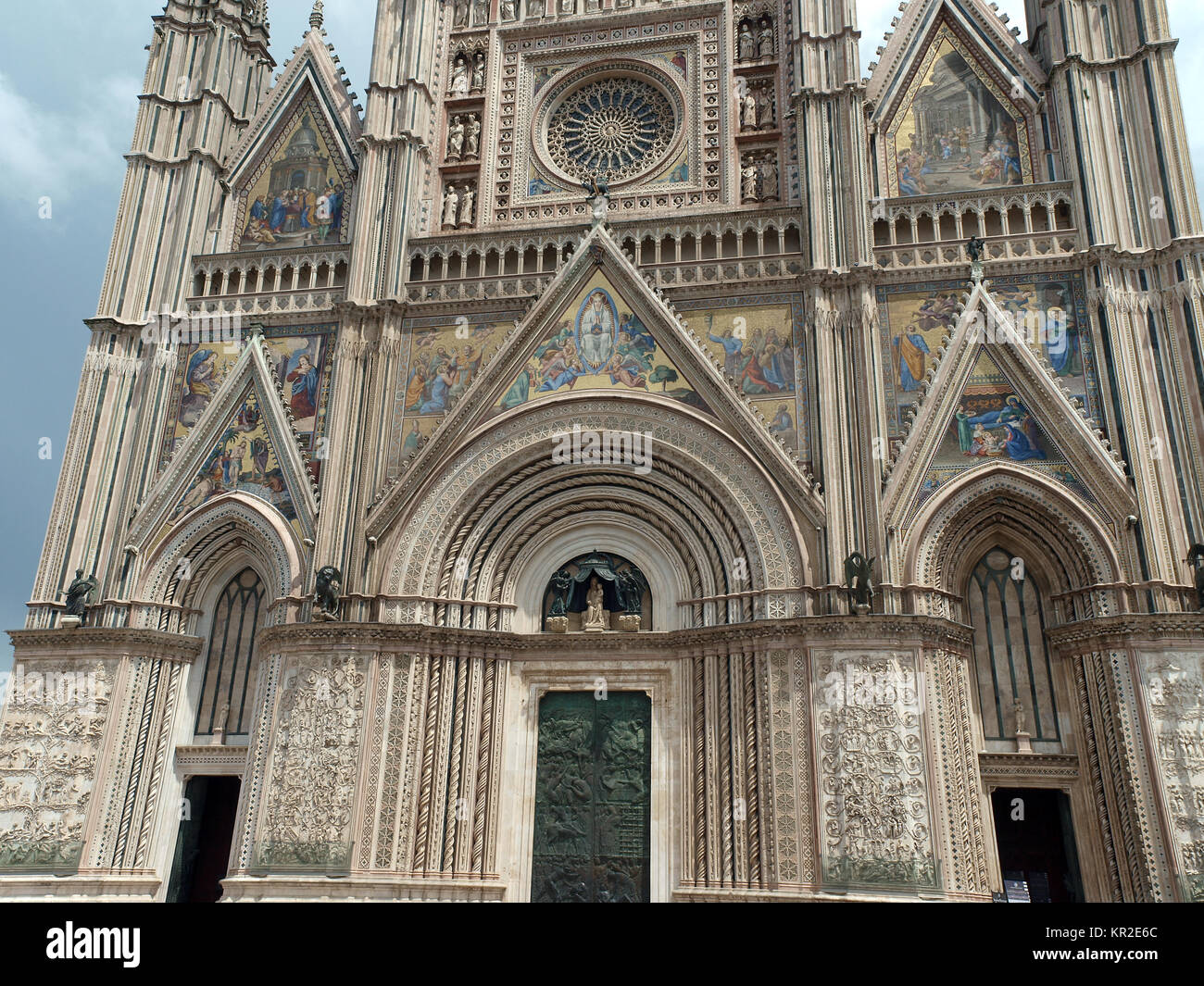 Orvieto - Duomo facade.West front of the Gothic facade of the Orvieto ...