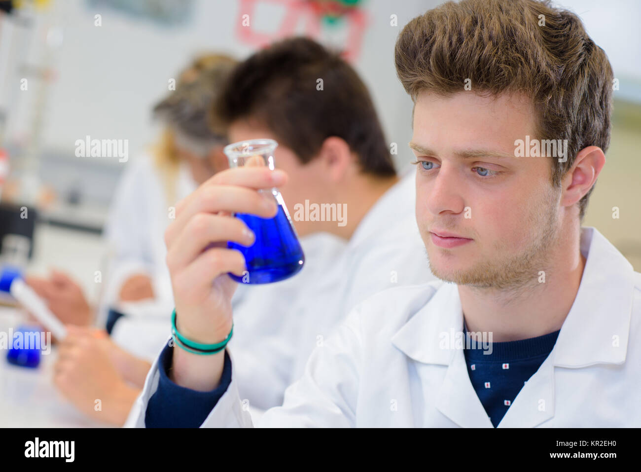 chemical inside a flask Stock Photo Alamy