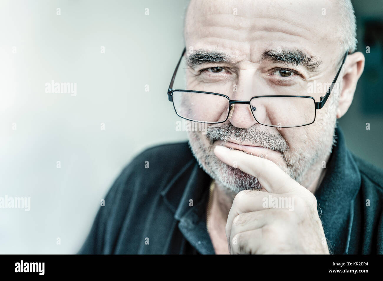 Senior with glasses, direct view, portrait, Germany Stock Photo Alamy