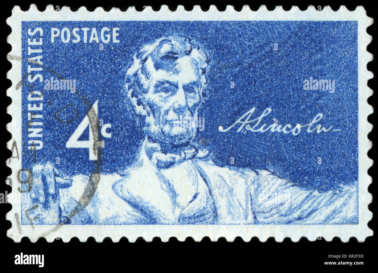 UNITED STATES, CIRCA 1958: A United States Postage Stamp depicting an image of Abraham Lincoln - the 16th President of the United States, circa 1958. Stock Photo