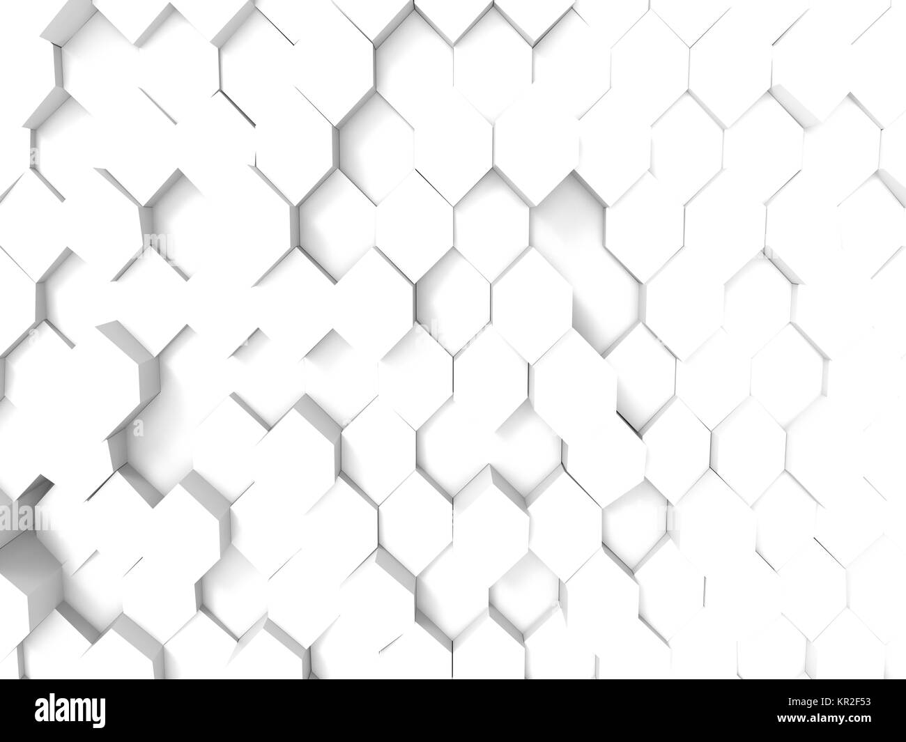 3d rendering white abstract hexagons backdrop Stock Photo