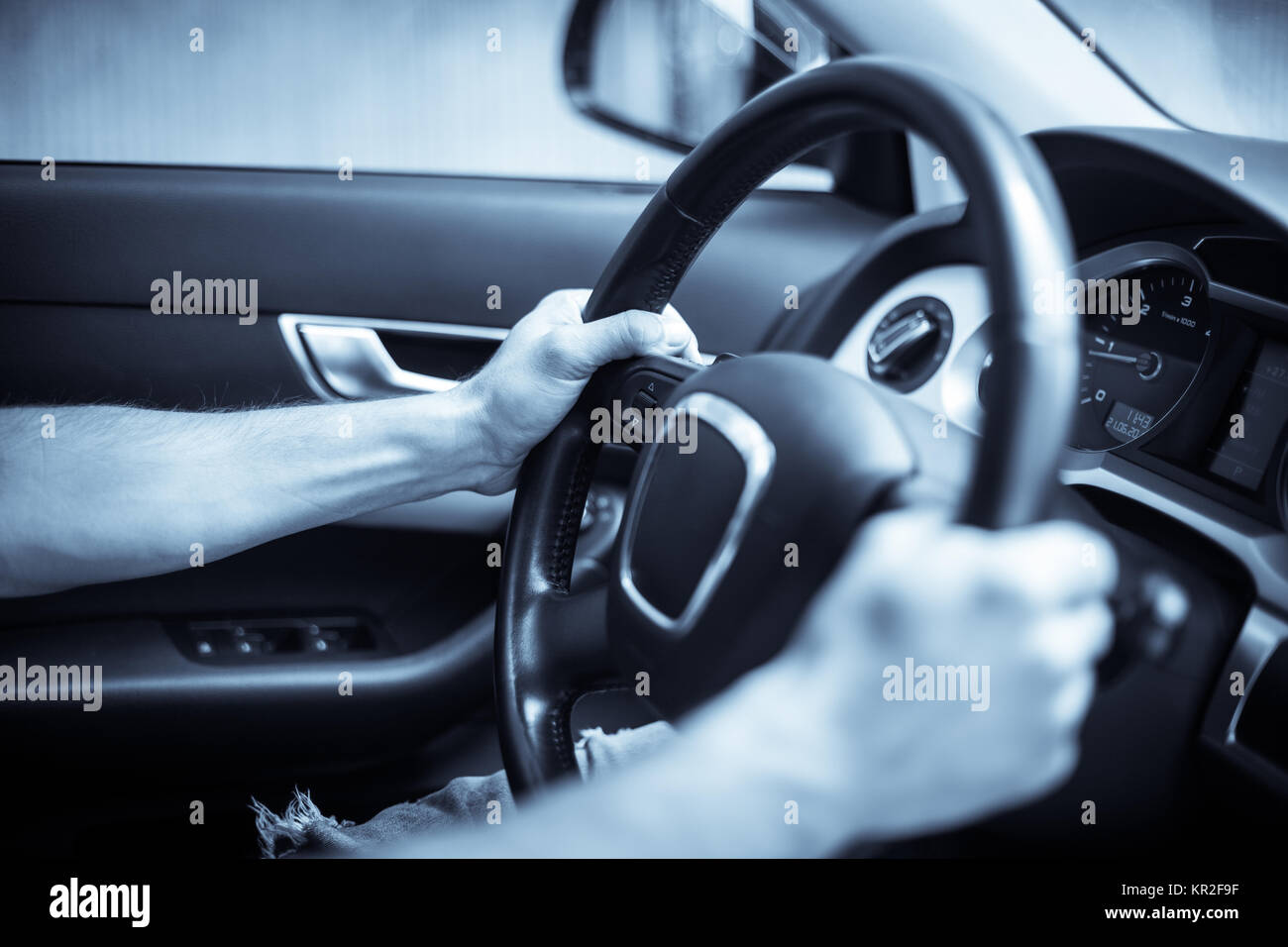 Hands on steering wheel Stock Photo Alamy
