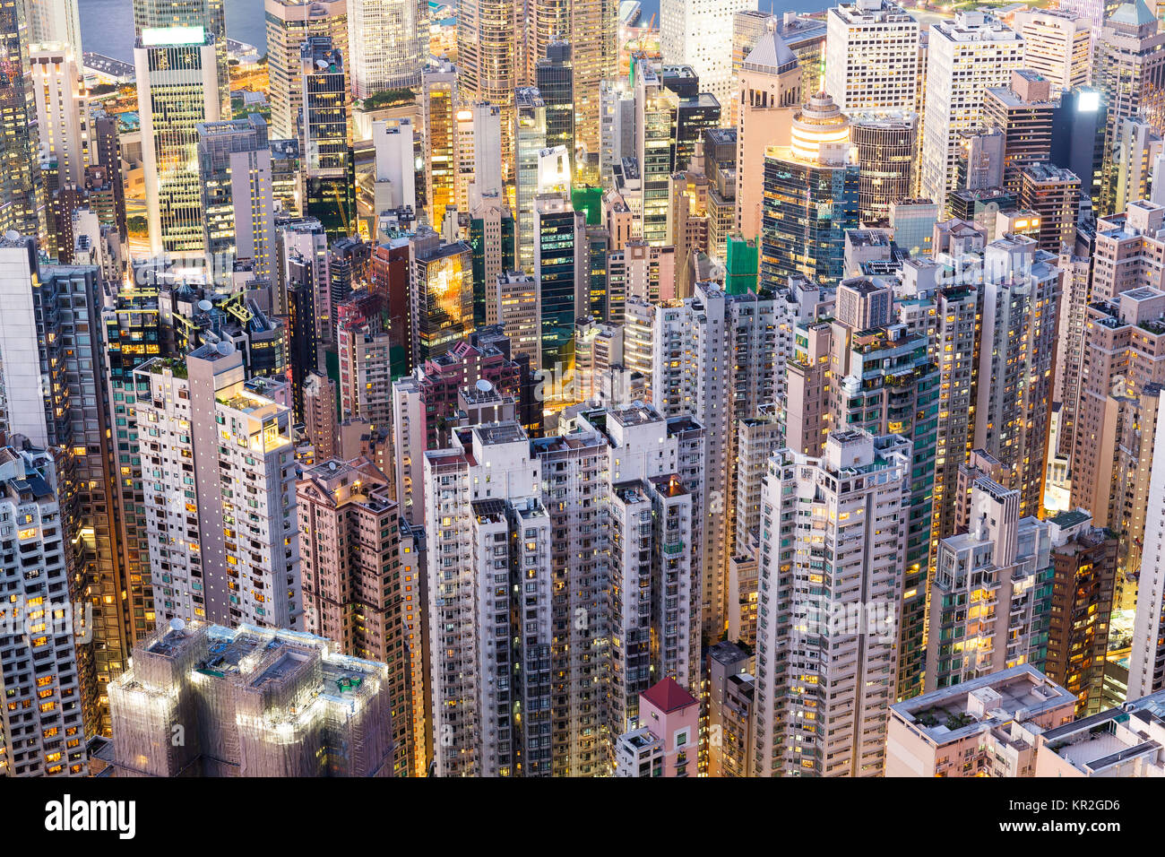 Hong Kong building at night Stock Photo - Alamy