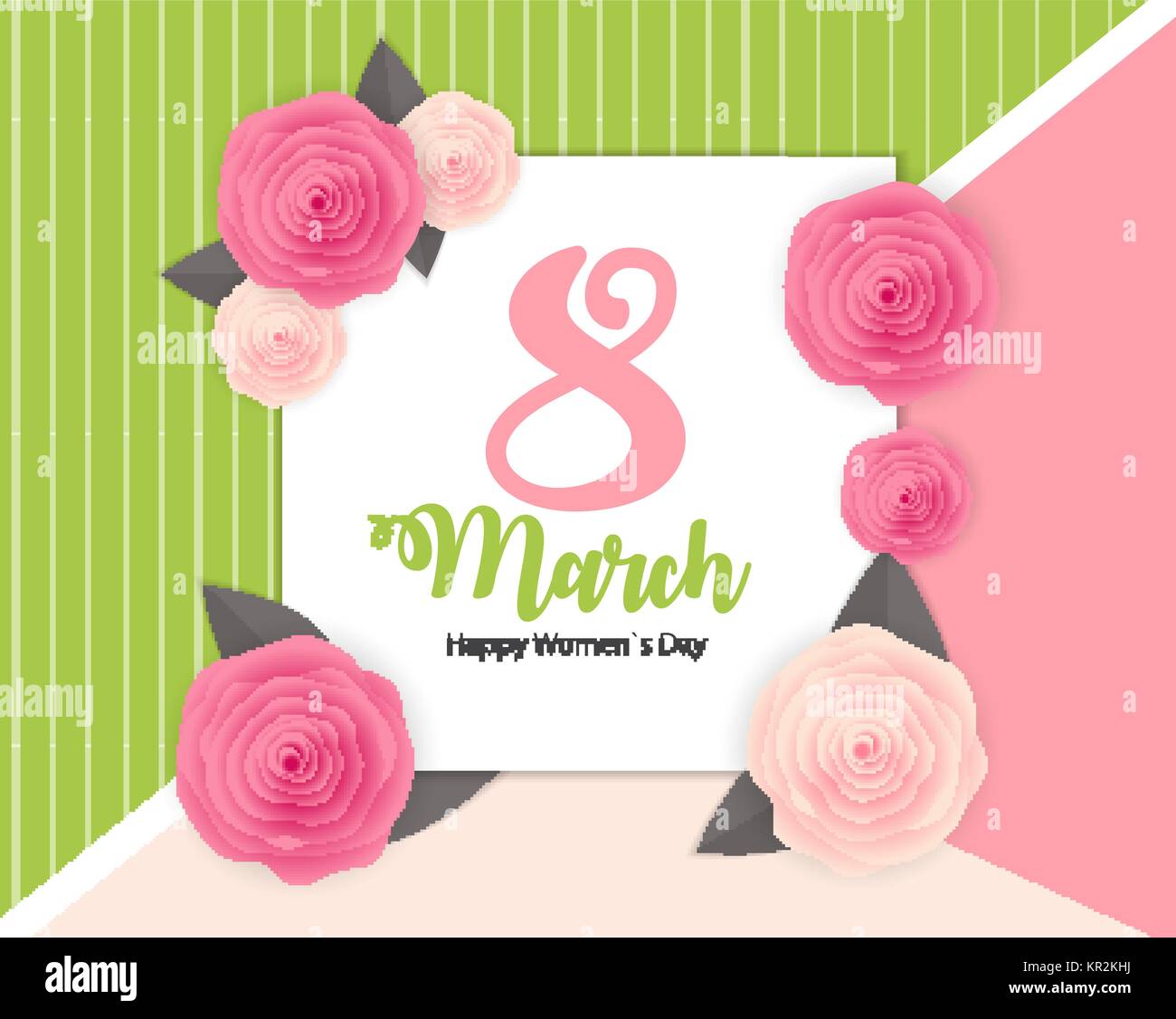 Poster International Happy Women's Day 8 March Floral Greeting c Stock Vector