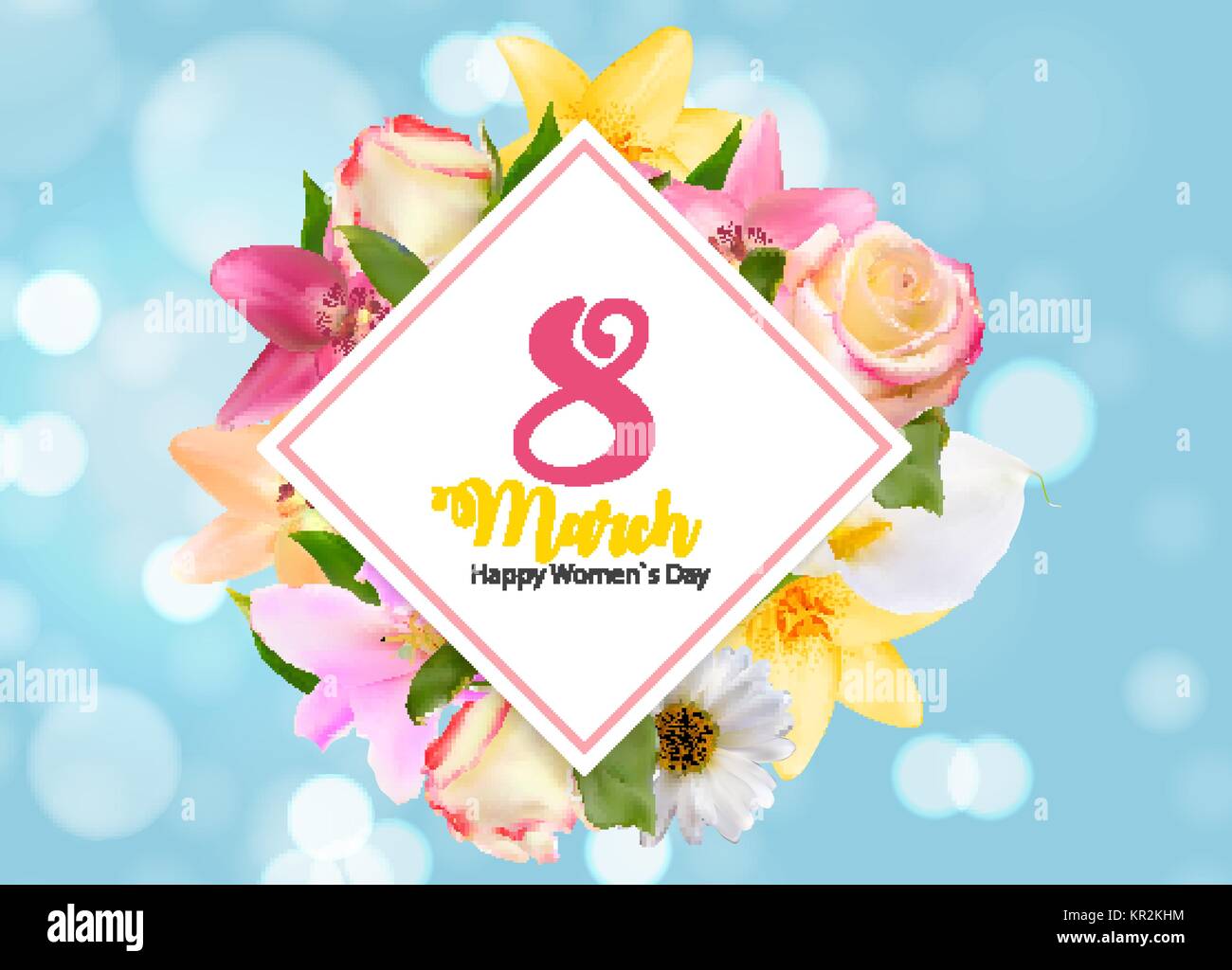 Poster International Happy Women's Day 8 March Floral Greeting c Stock Vector