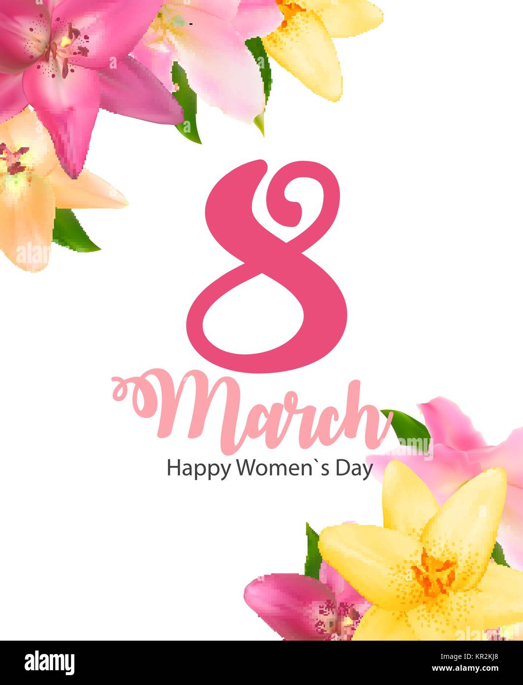 Poster International Happy Women's Day 8 March Floral Greeting c Stock Vector
