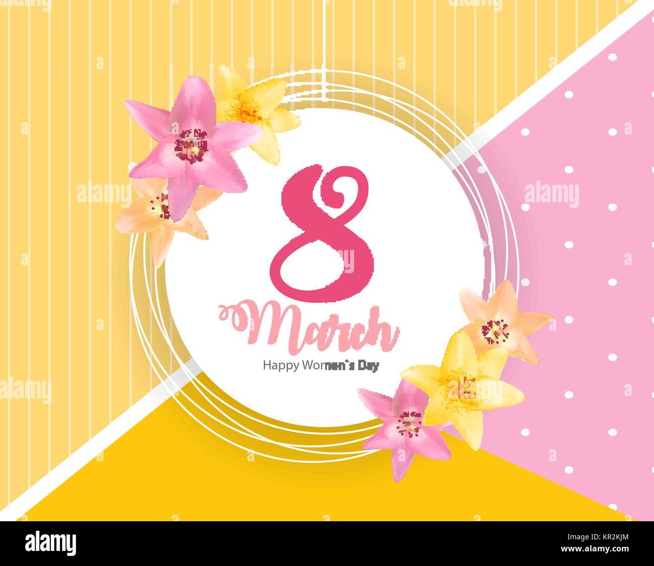 Poster International Happy Women's Day 8 March Floral Greeting c Stock Vector