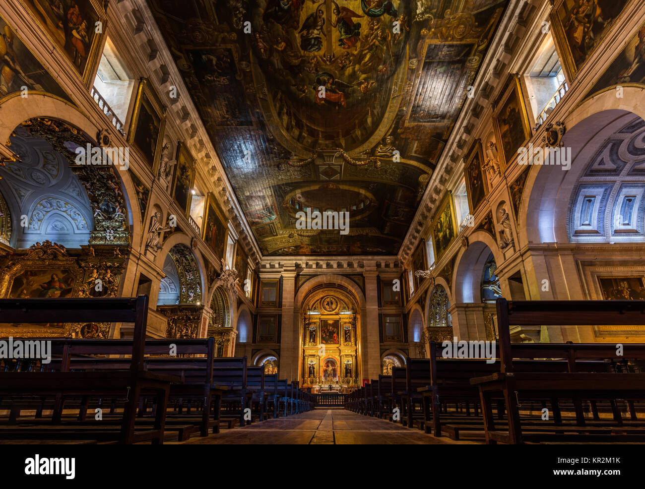Lisbon, Portugal, August 6, 2017: Interior of the 16th century Church of Saint Roch. It was the earliest Jesuit church in the Portuguese world, and on Stock Photo