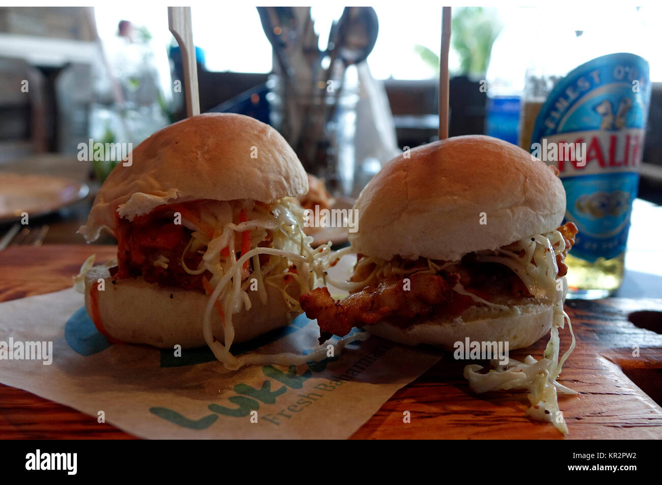 Conch is a mainstay food on the Bahamas and these sliders were delicious. Stock Photo