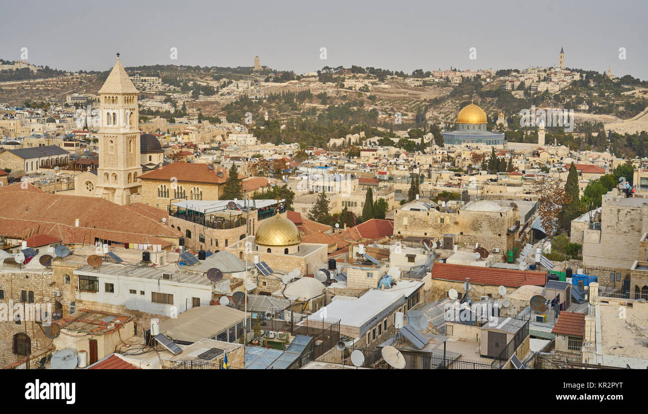 old city of Jerusalem from the Tower of David, Israel Stock Photo