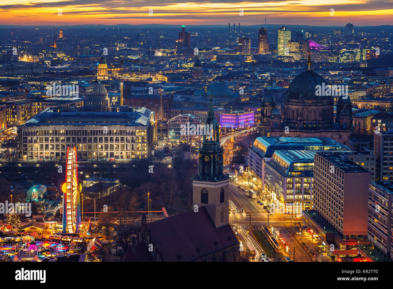 Aerial view on Berlin at night Stock Photo Alamy