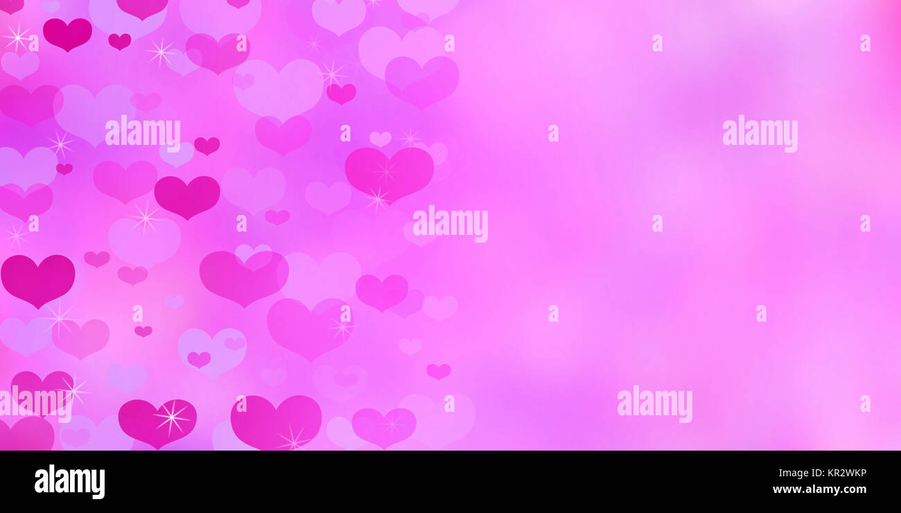 Valentine's Day pink background with hearts and sparkles Stock Photo ...