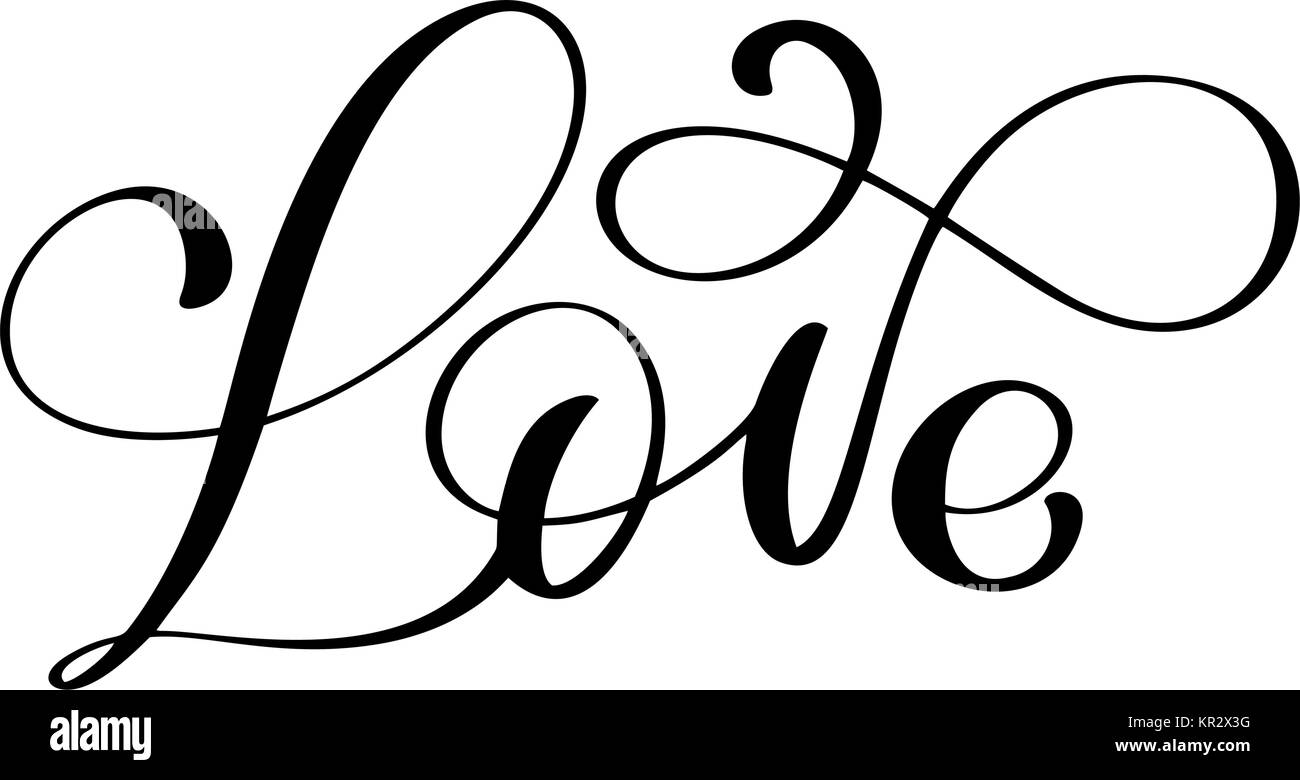 handwritten inscription LOVE for Happy Valentines day card, romantic ...