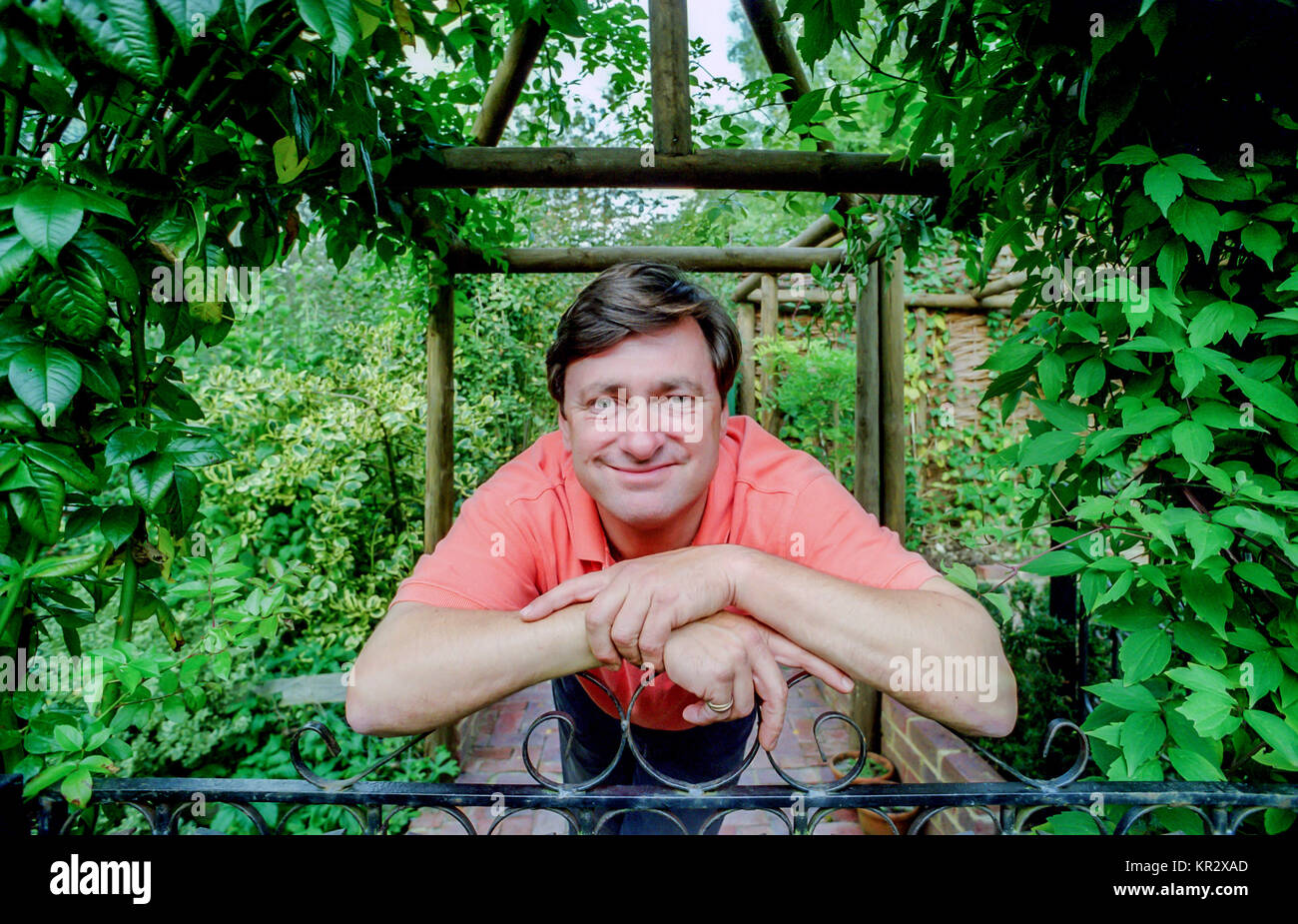 TV presenter Alan Titchmarsh in his back garden in Hampshire Stock Photo