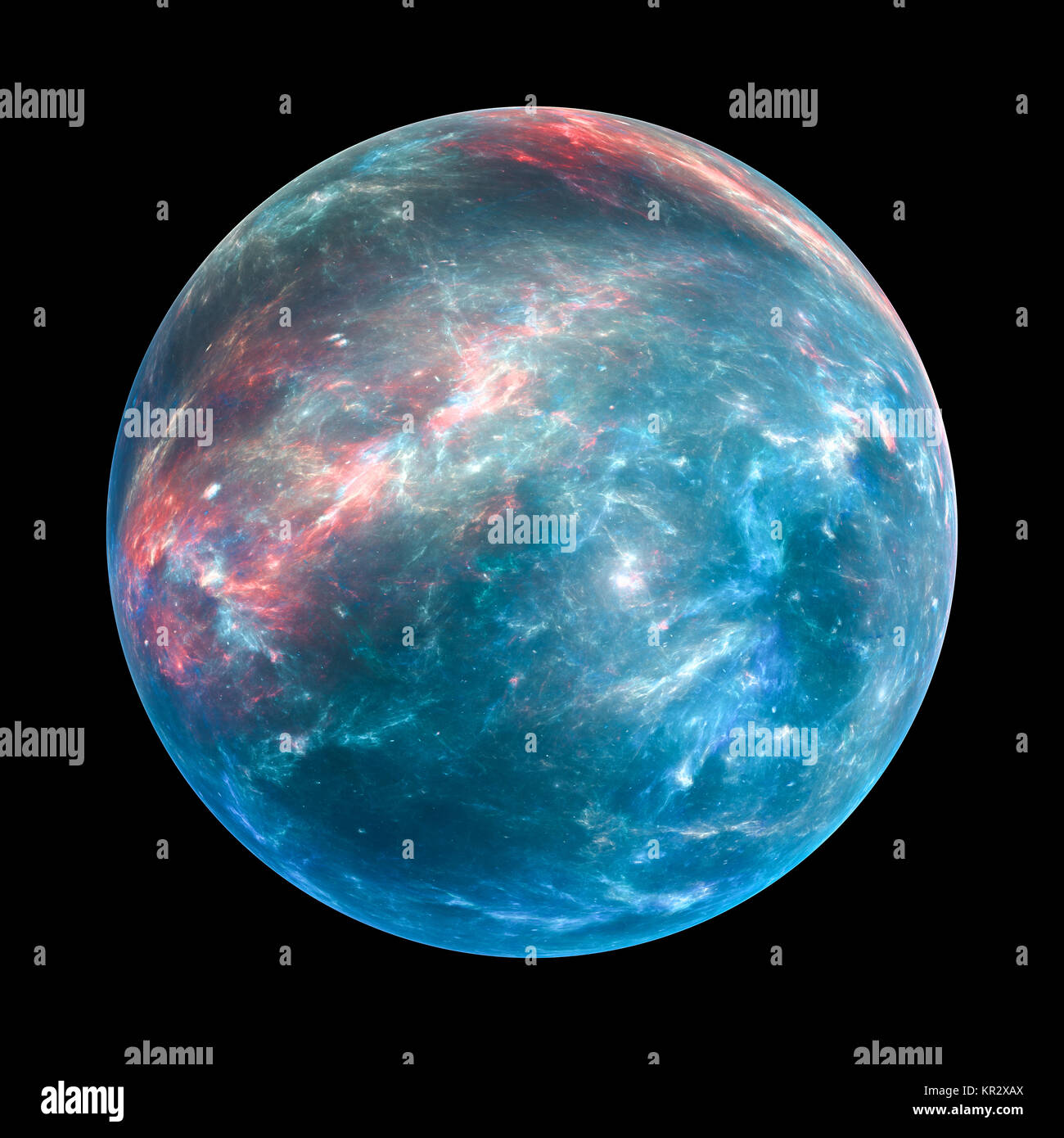 Colorful exoplanet insolated on black, computer generated abstract background, 3D rendering Stock Photo
