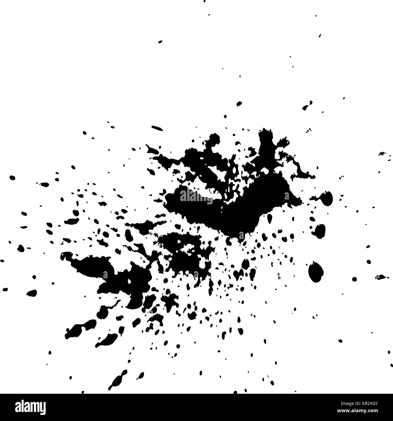 Black ink paint explosion splatter artistic cover design sketch. Drawing dot splash texture